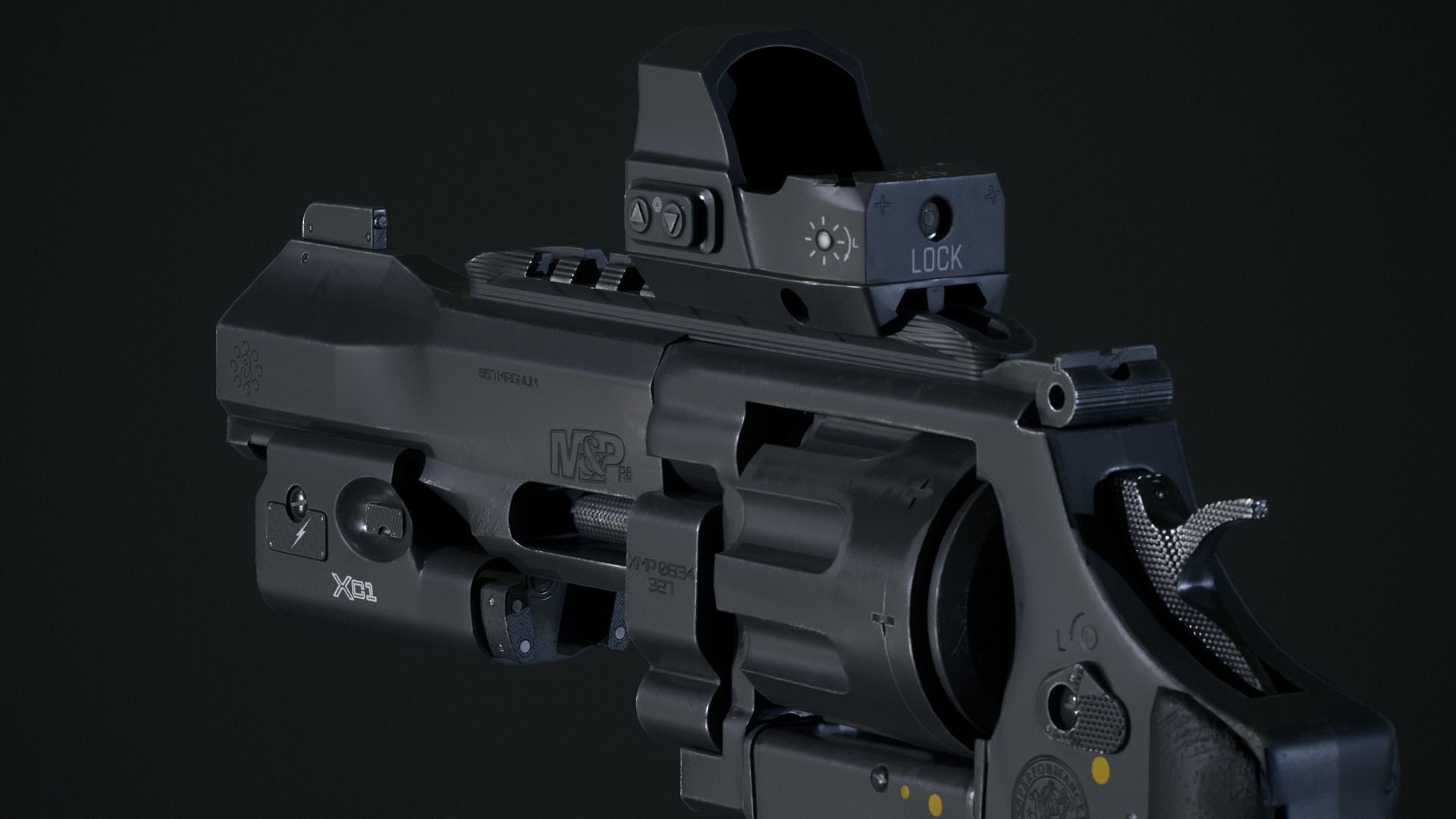 Revolver- gameready-PBR gun Low-poly 3D model_5