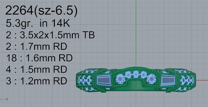 Round diamond ring 2264 3D print model 3D print model_4