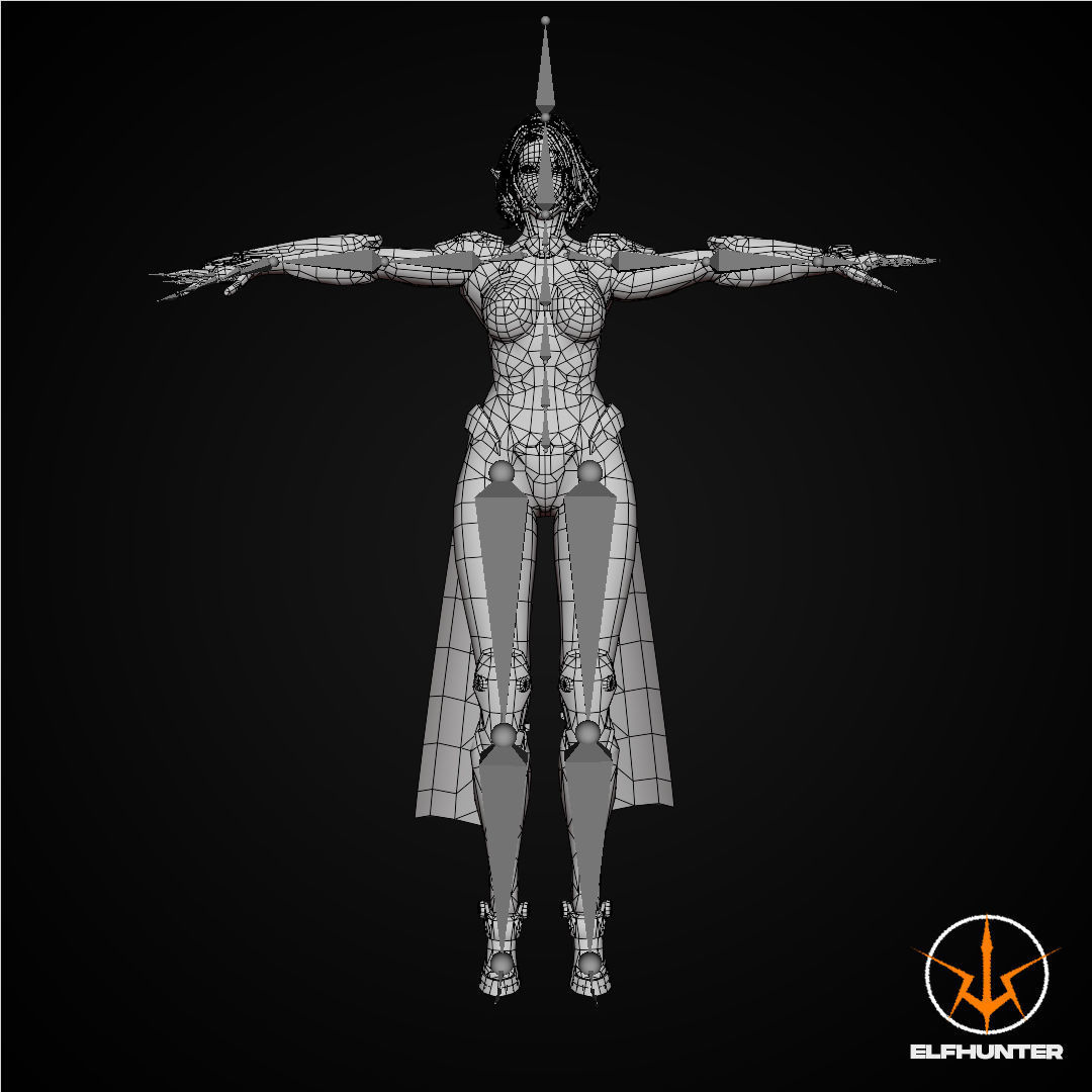 EXCLUSIVE ELF HUNTER EDITION RIGGED CHARACTER ELF MECHANICAL Low-poly 3D model_14