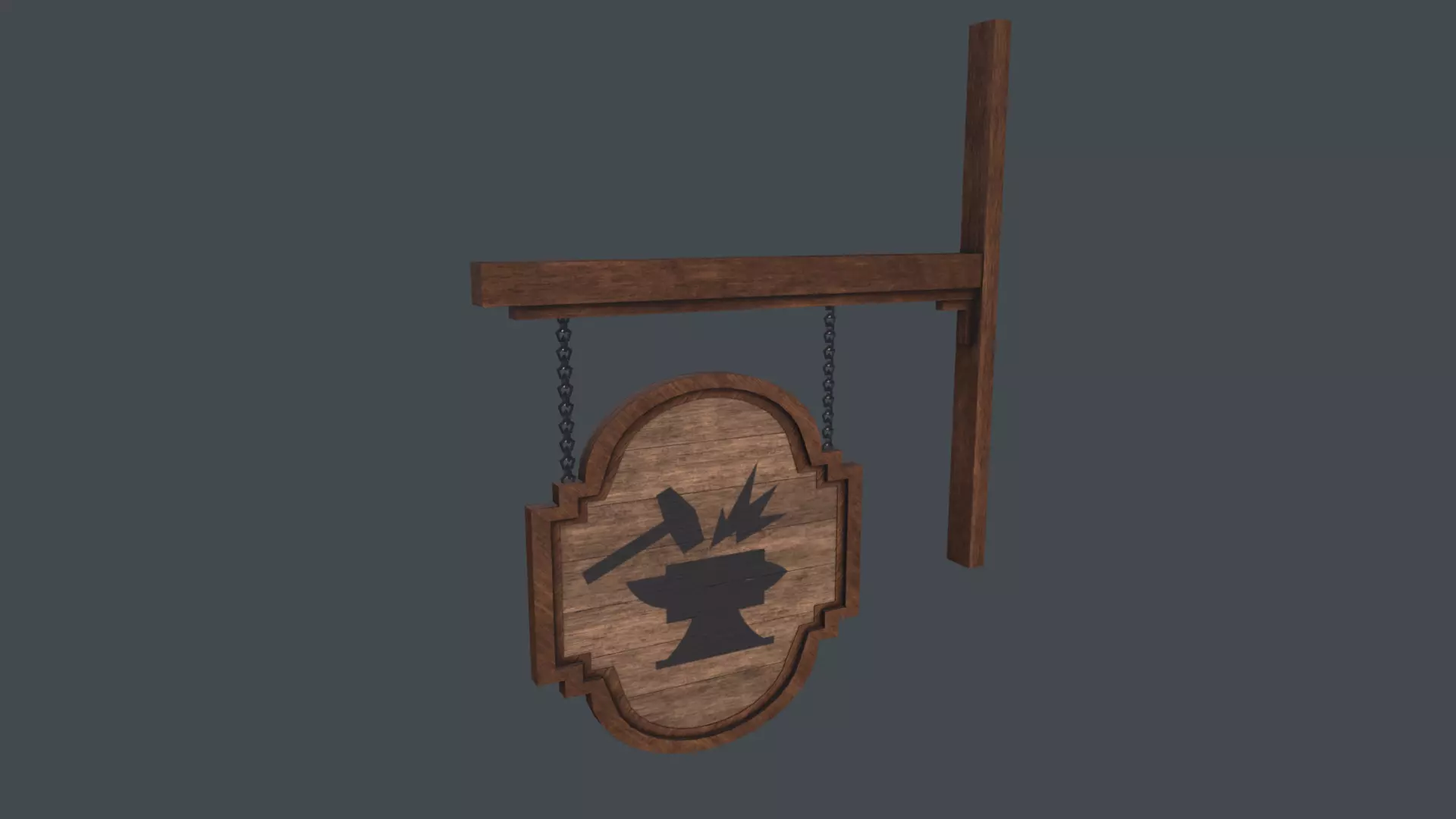 Old blacksmith sign 3D Model Low-poly 3D model