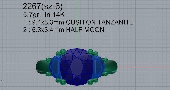 Big blue stone diamond ring 2267 3D print model 3D print model_4