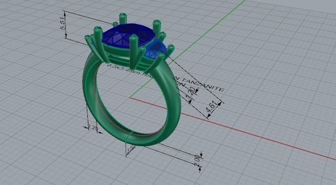 Big blue stone diamond ring 2267 3D print model 3D print model_5