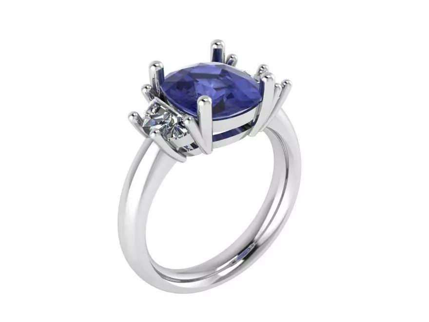 Big blue stone diamond ring 2267 3D print model 3D print model_0