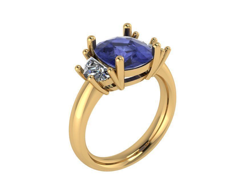 Big blue stone diamond ring 2267 3D print model 3D print model_1