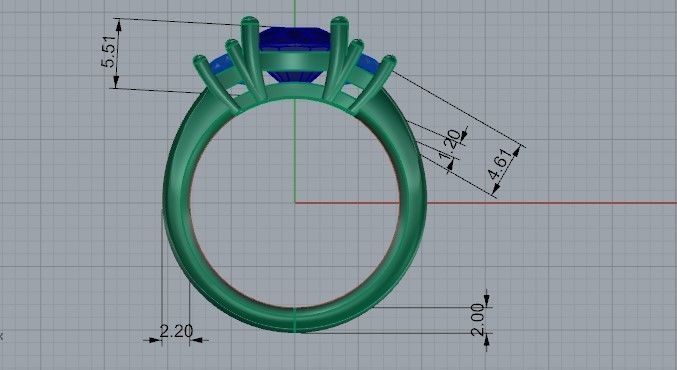 Big blue stone diamond ring 2267 3D print model 3D print model_6