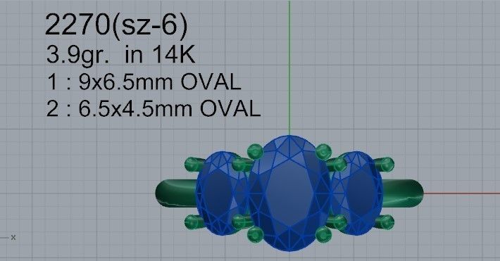 3-Stone diamond ring 2270 3D print model 3D print model_4