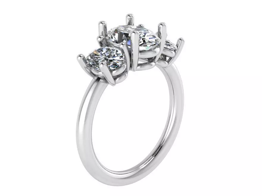 3-Stone diamond ring 2270 3D print model 3D print model_0