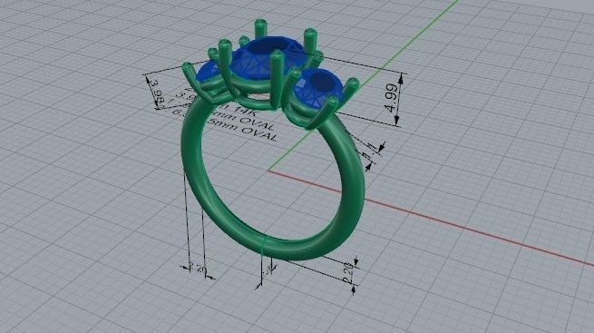 3-Stone diamond ring 2270 3D print model 3D print model_5