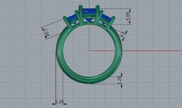 3-Stone diamond ring 2270 3D print model 3D print model_6