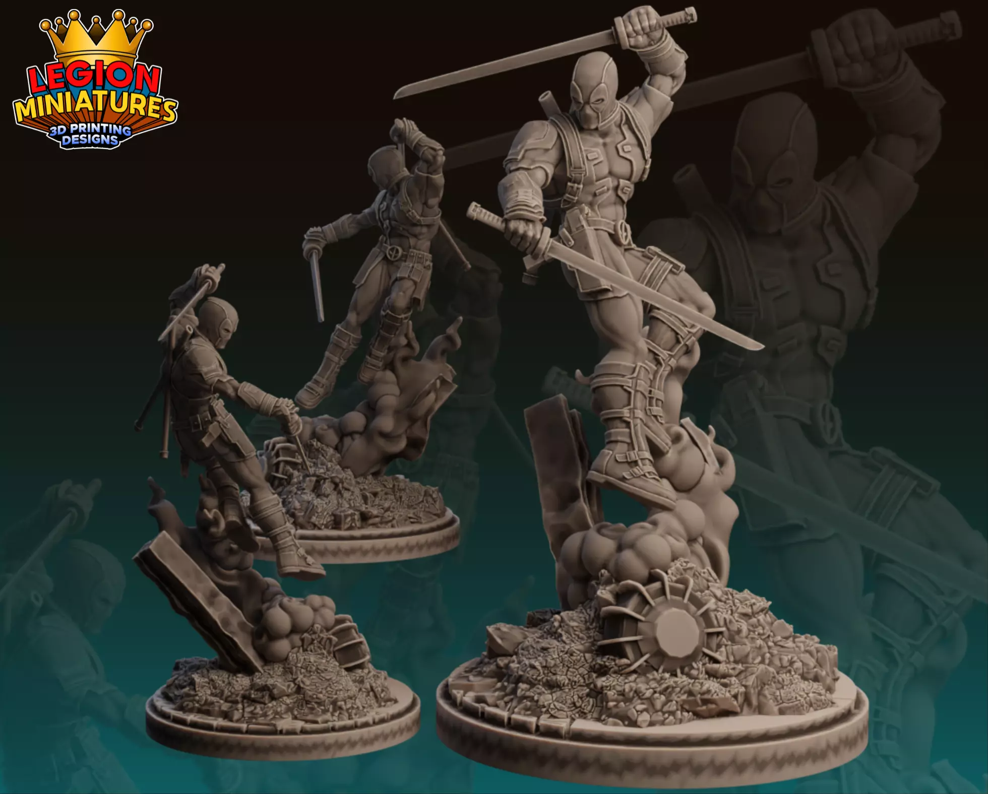 Marvel crisis protocol deadpool presupported included 3D print model