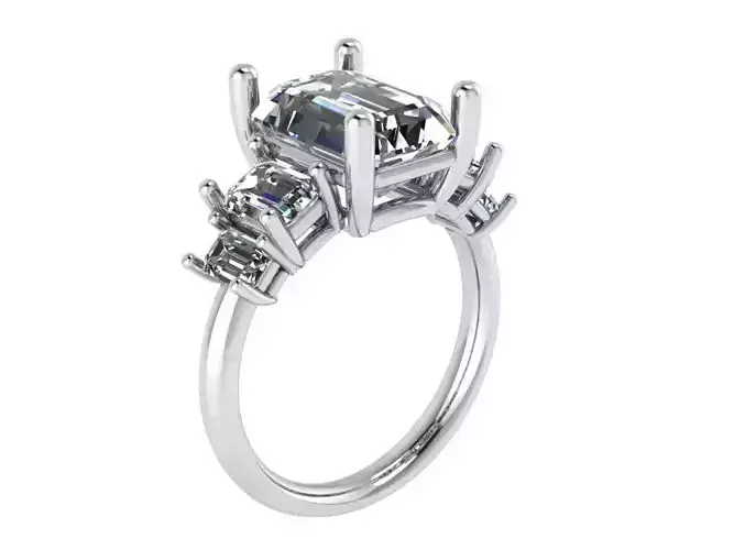 5-Stone square diamond ring 2272 3D print model 