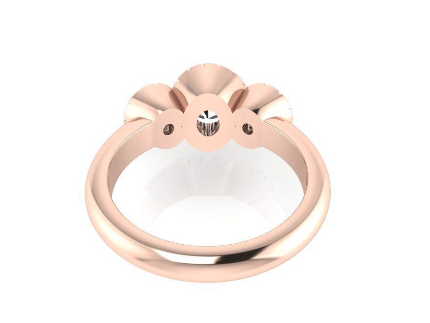 Oval 3-Stone diamond ring 2275 3D print model 3D print model_2
