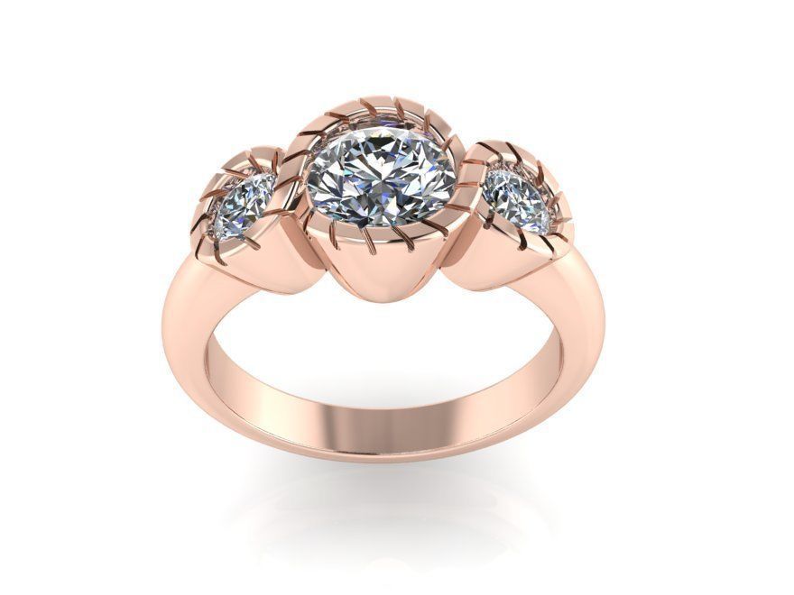 Oval 3-Stone diamond ring 2275 3D print model 3D print model_1