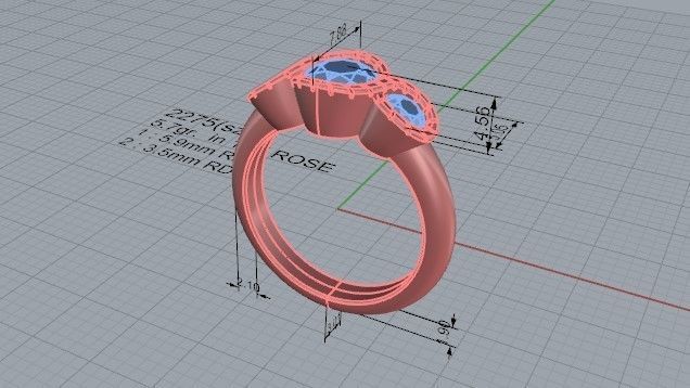 Oval 3-Stone diamond ring 2275 3D print model 3D print model_5