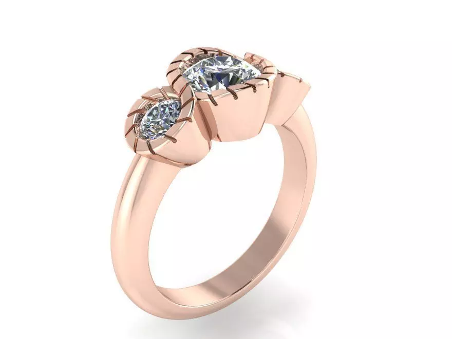 Oval 3-Stone diamond ring 2275 3D print model 3D print model_0