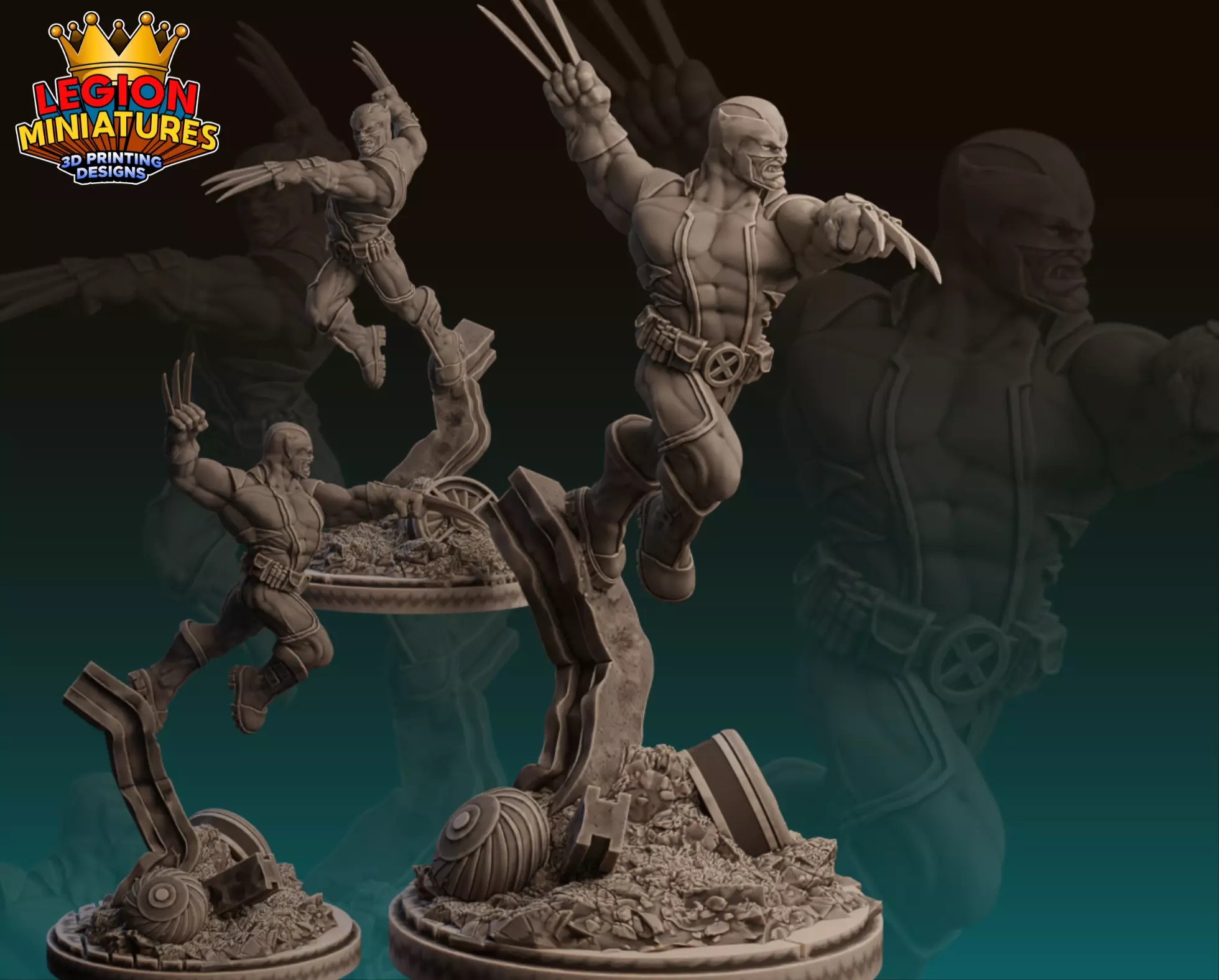 Marvel crisis protocol wolverine presupported included  3D print model_0