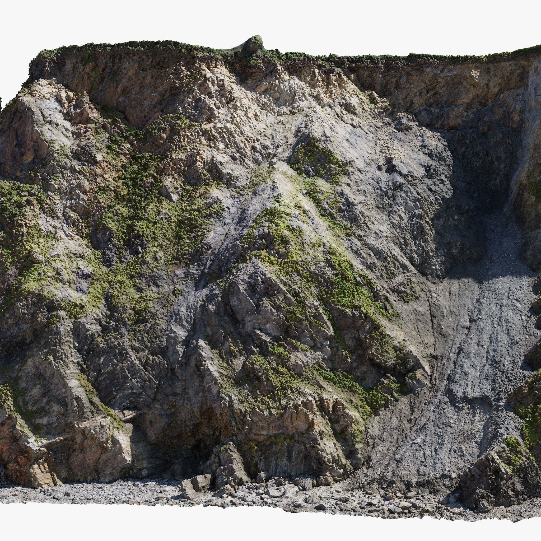 Large Coast Cliff PBR Scan 03 Low-poly 3D model_7