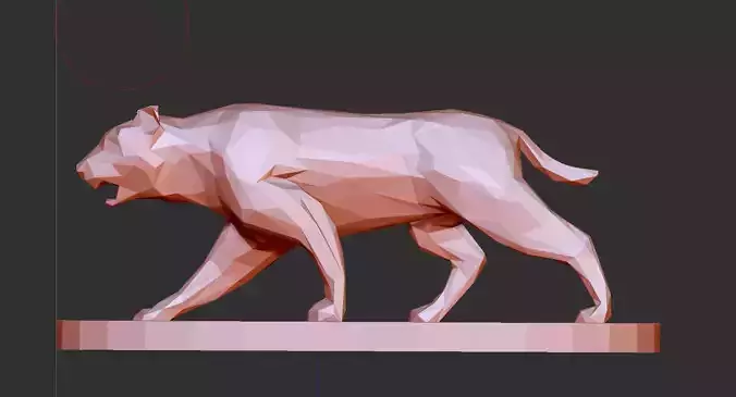 saber-toothed cat low poly 3D print model