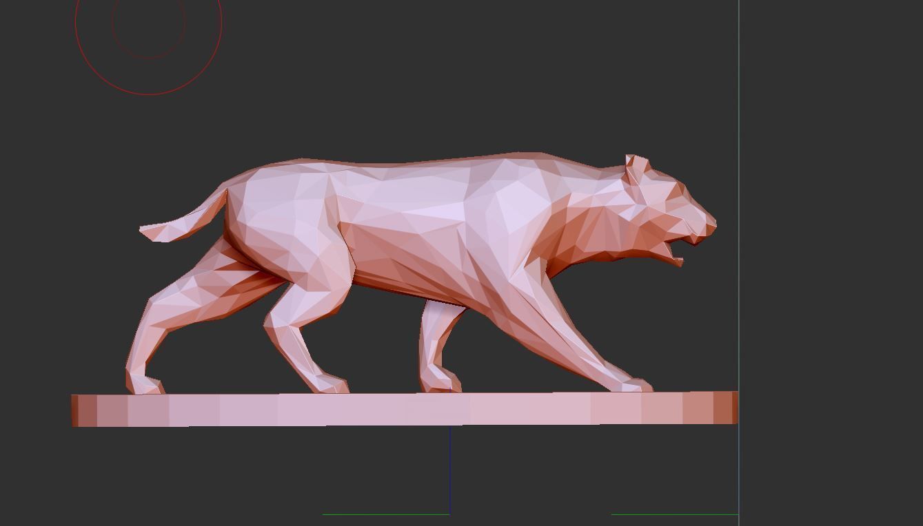 saber-toothed cat low poly 3D print model_2