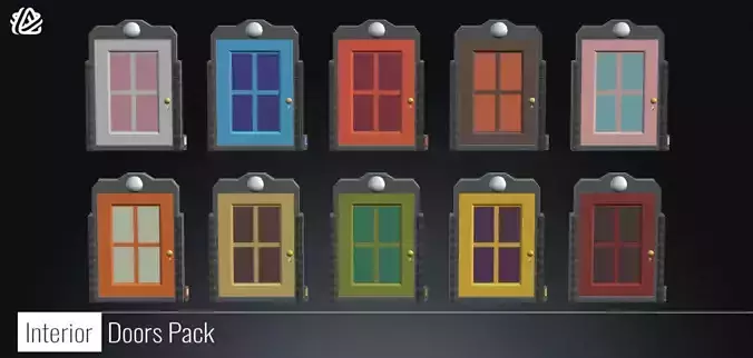 3D Lowpoly Doors Pack - Home Interior Low-poly 3D model