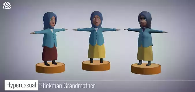 Grandmother character 3D - low poly old woman