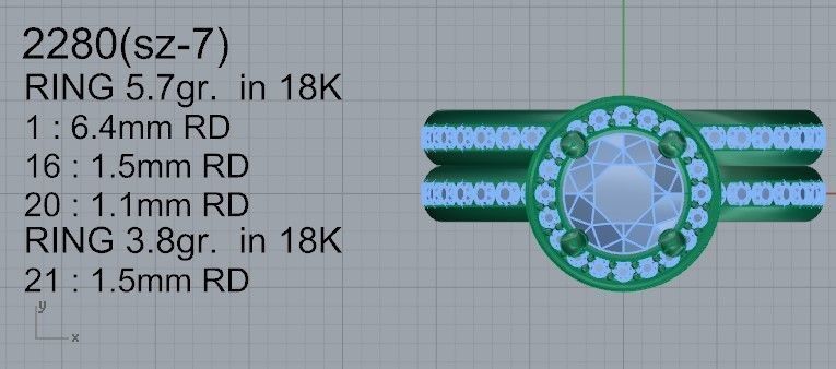Diamond eternity ring with band 2280 3D print model 3D print model_4