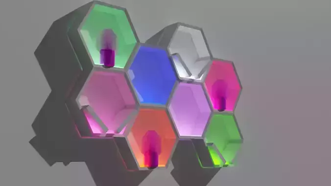 Library multi colored hexagonal light fixture