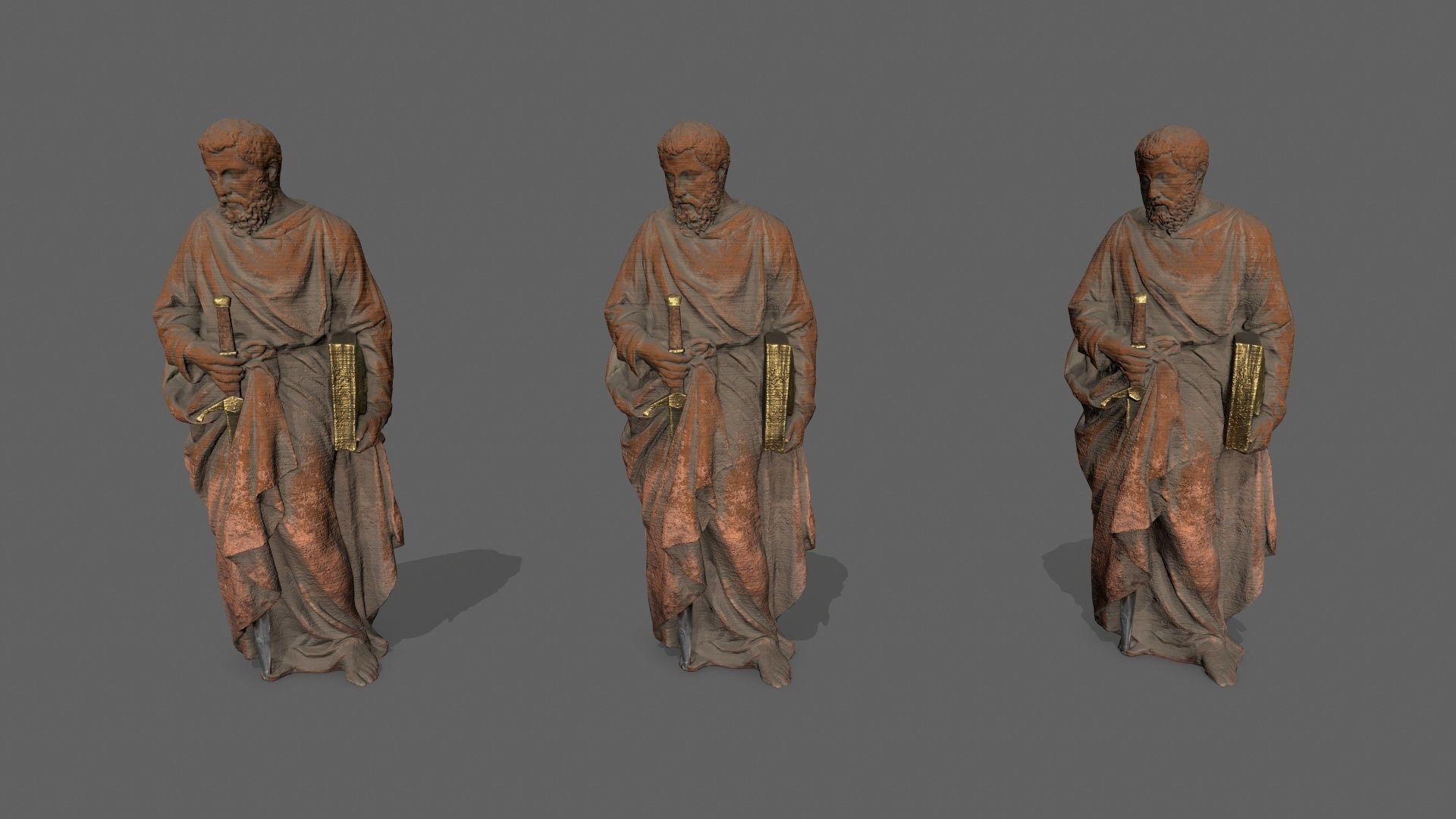Old Man Statue Low-poly 3D model_1