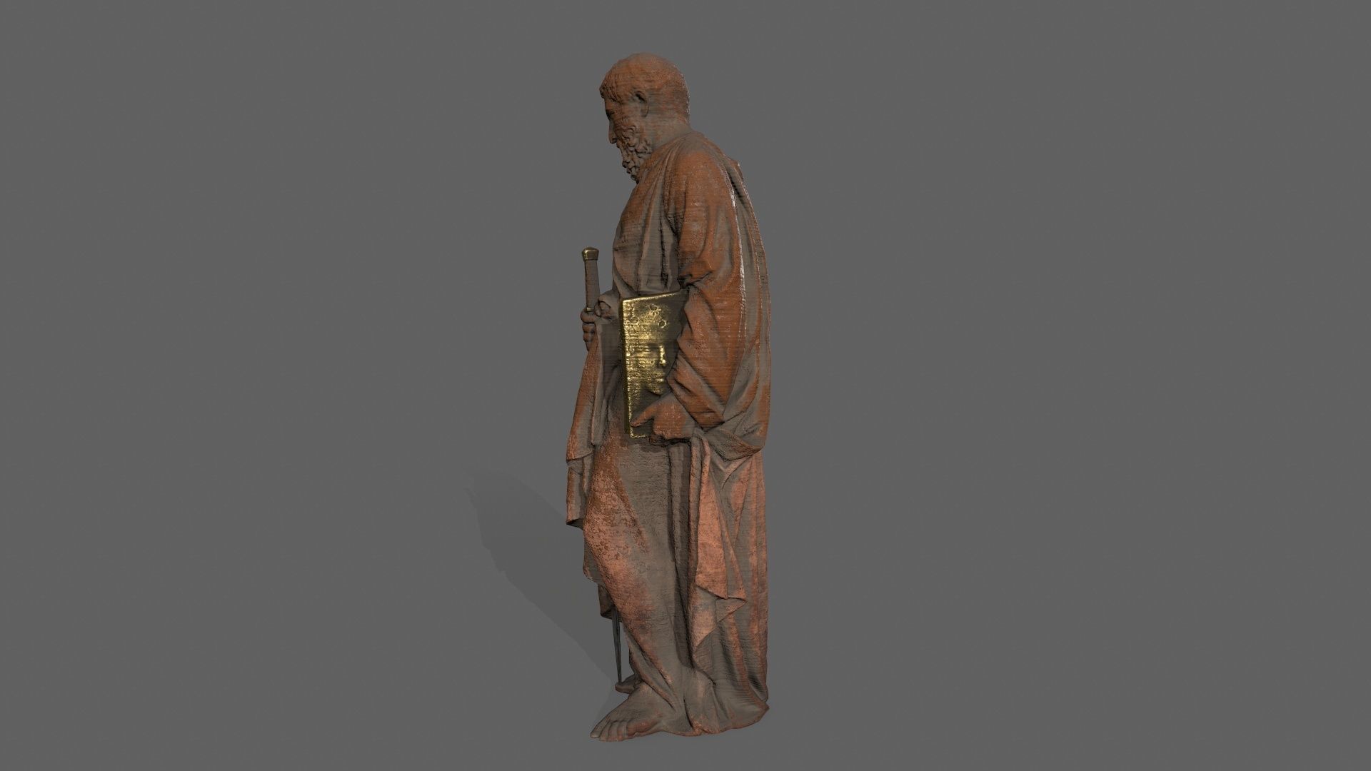 Old Man Statue Low-poly 3D model_2