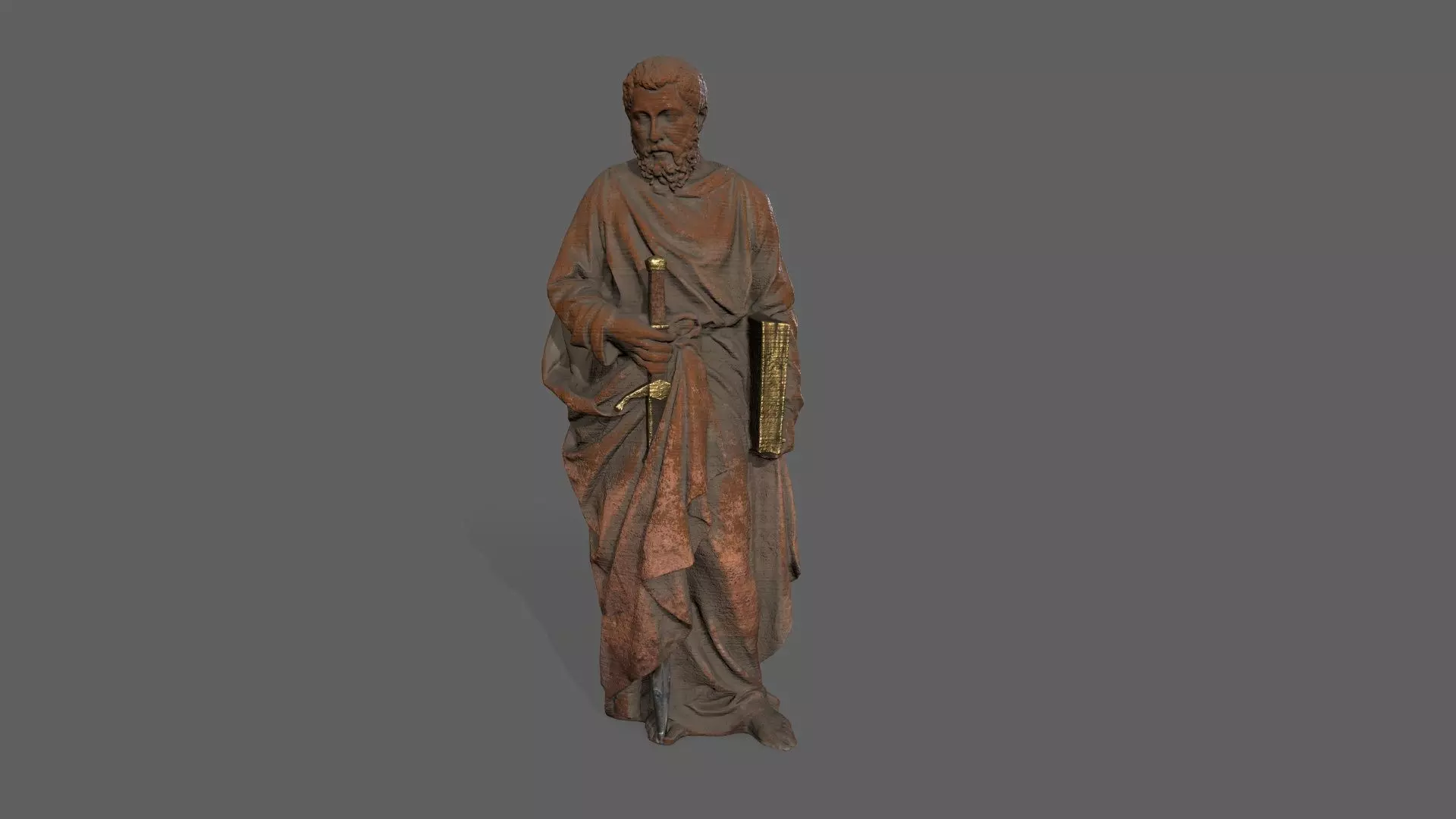 Old Man Statue Low-poly 3D model_0