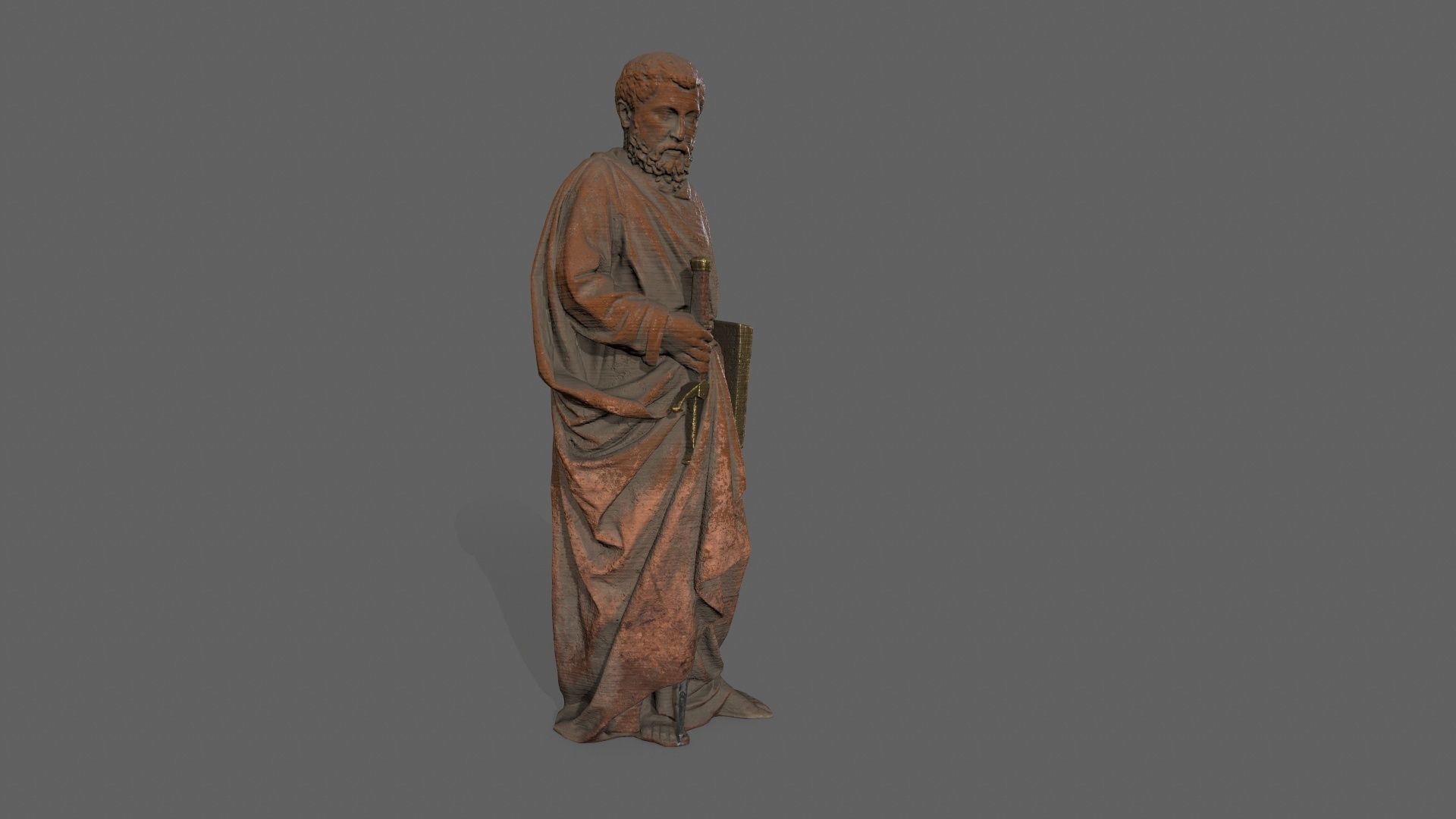 Old Man Statue Low-poly 3D model_5