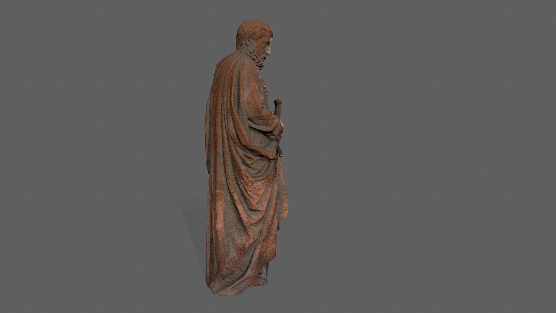 Old Man Statue Low-poly 3D model_4