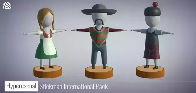 International Stickman Pack - Hypercasuel 3D Low-poly 3D model