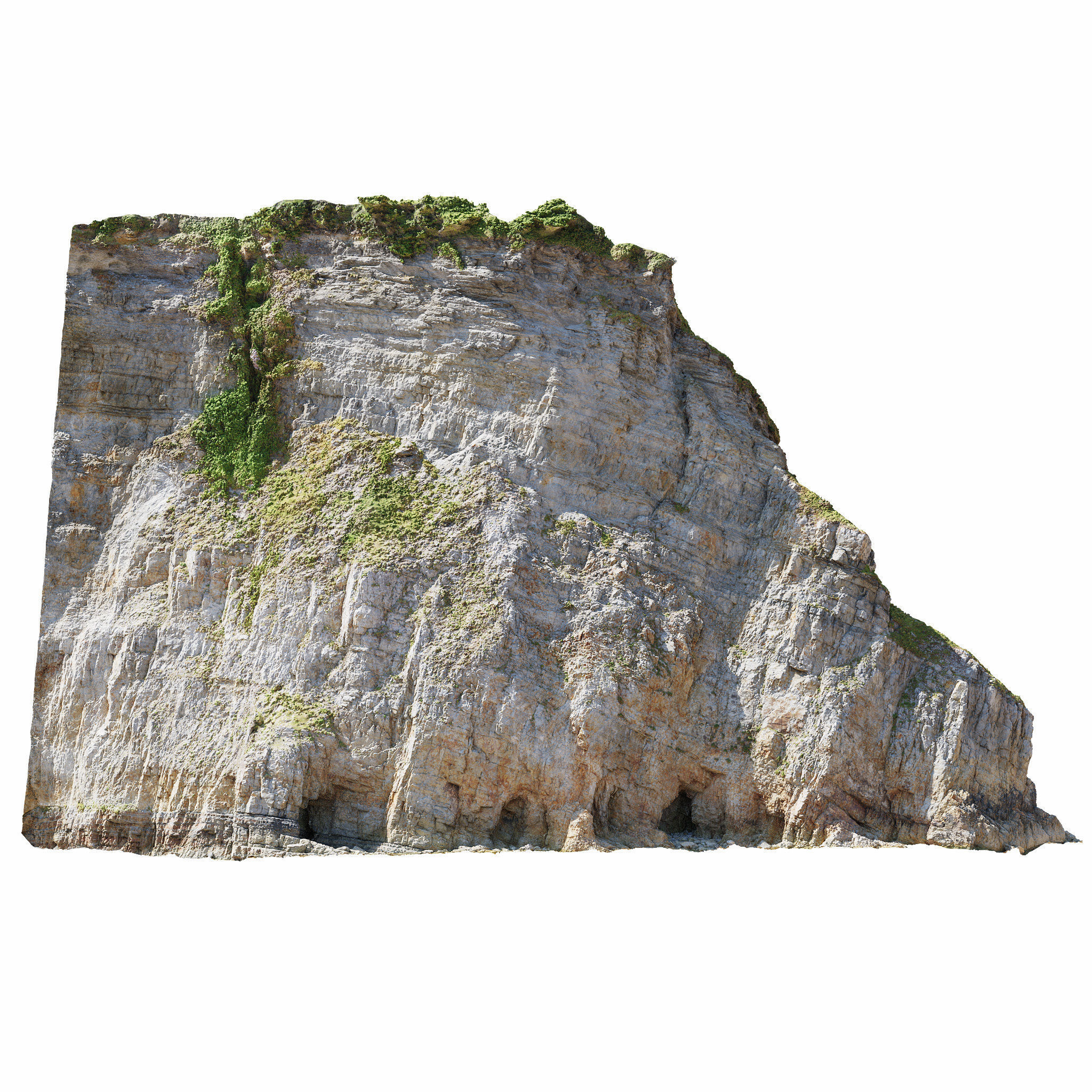 Large Coast Cliff PBR Scan 04 Low-poly 3D model_3