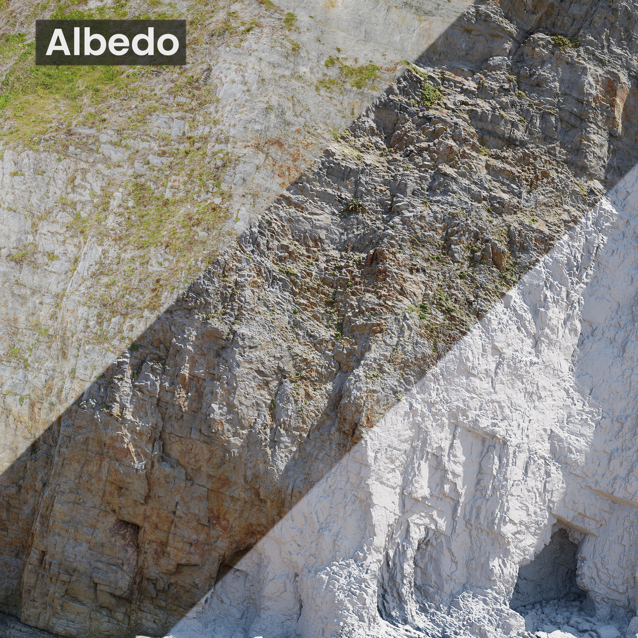 Large Coast Cliff PBR Scan 04 Low-poly 3D model_7