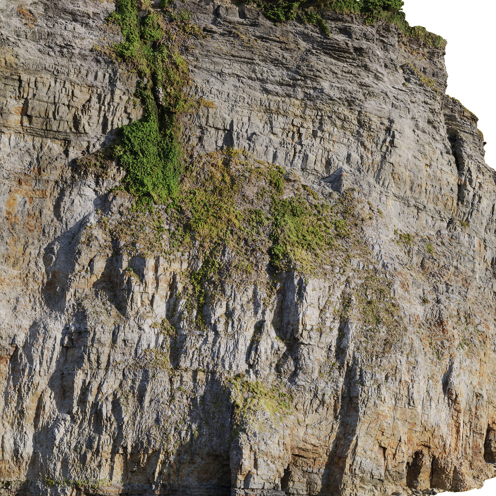 Large Coast Cliff PBR Scan 04 Low-poly 3D model_6