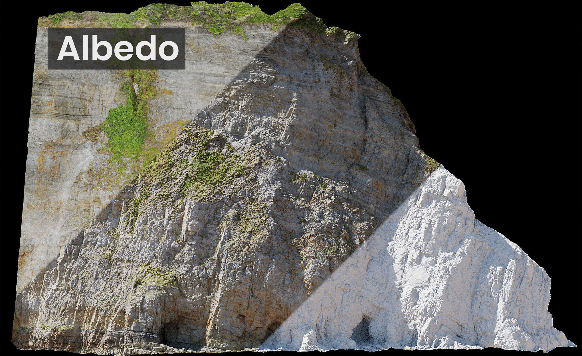 Large Coast Cliff PBR Scan 04 Low-poly 3D model_2