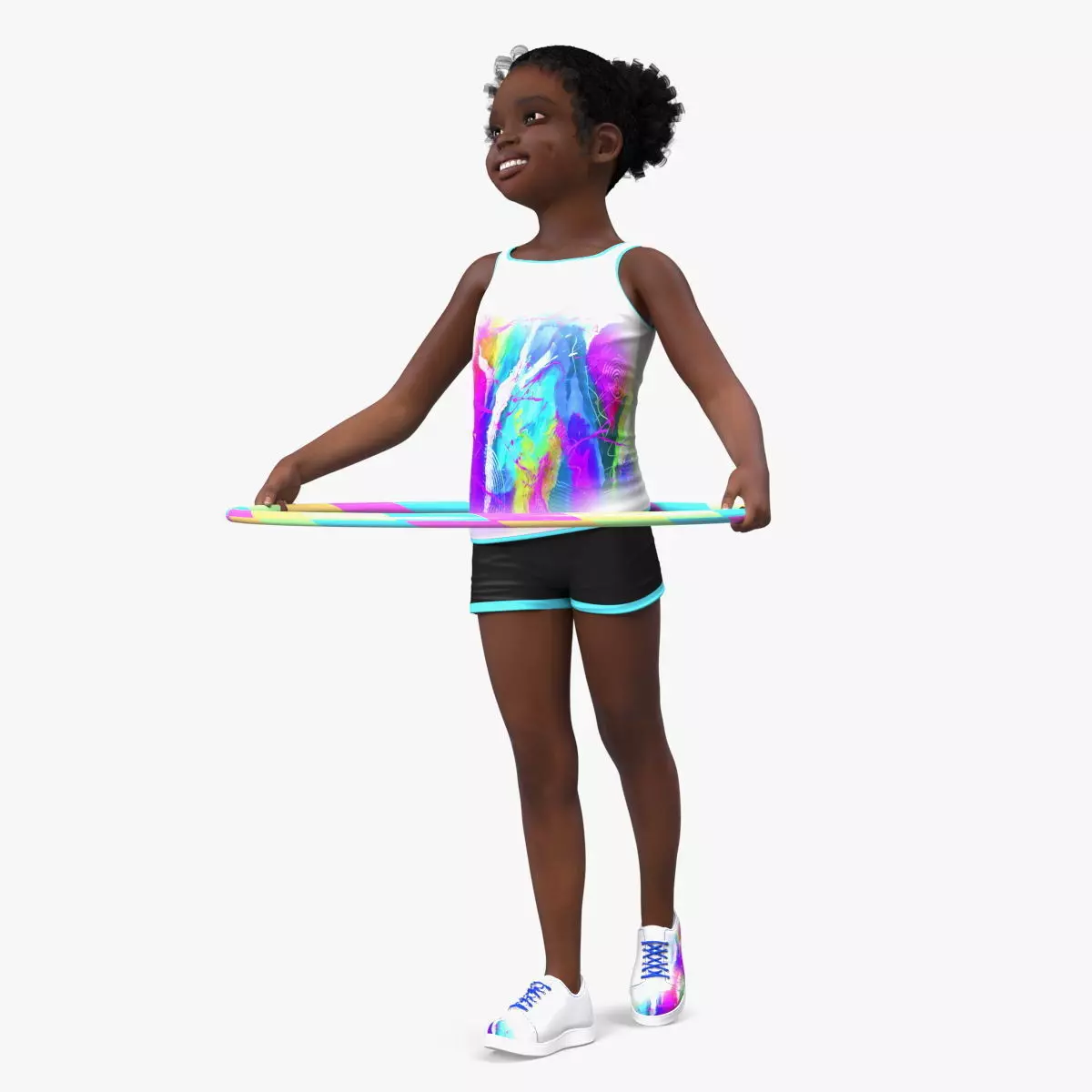 Black Child Girl With Hoop 3D model