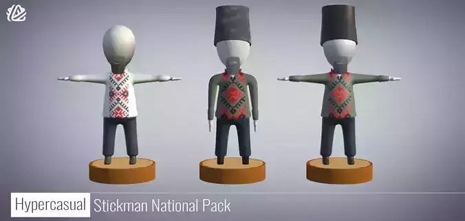 National Stickman 3D Pack - Characters Low-poly 3D model