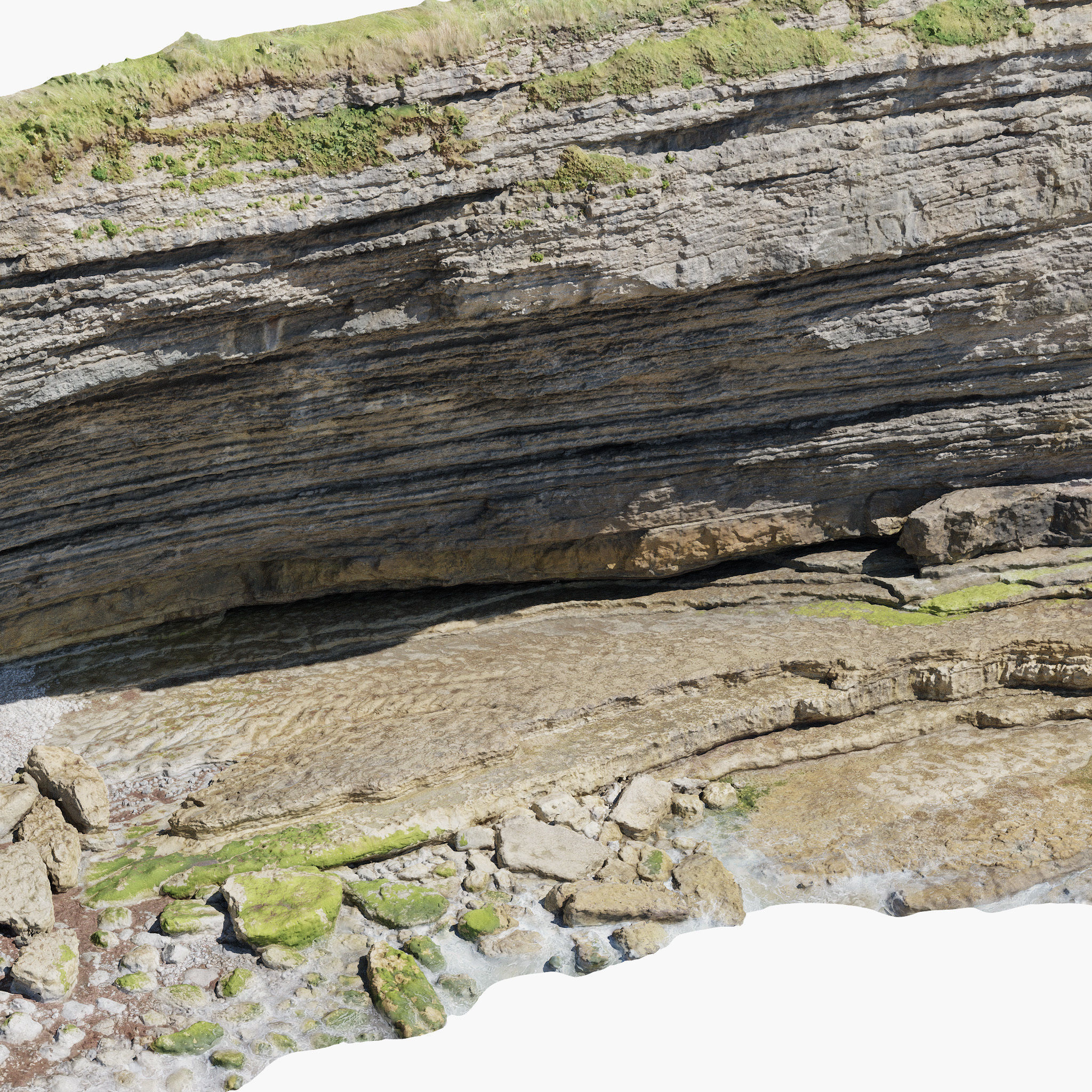 Large Coast Cliff PBR Scan Low-poly 3D model_7