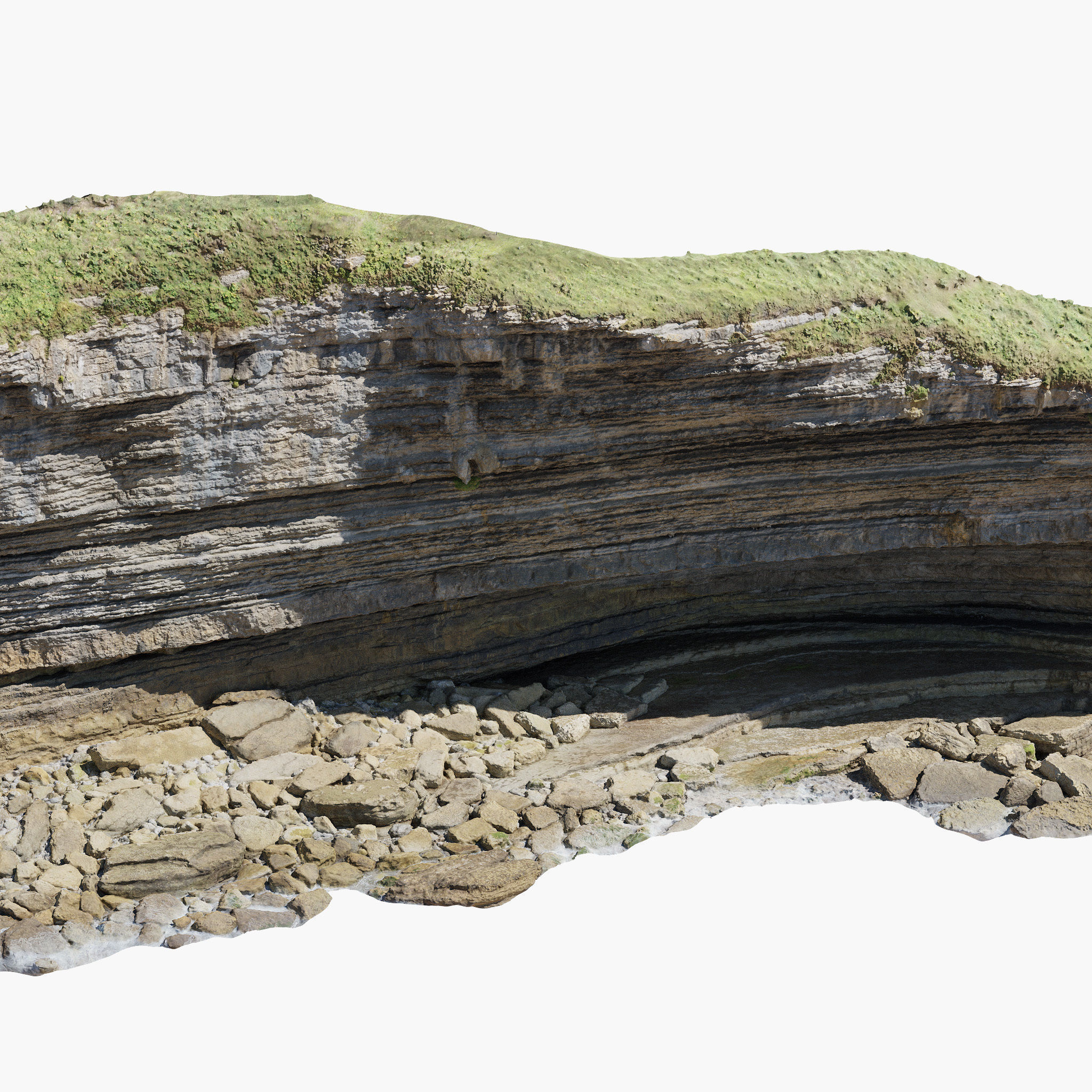 Large Coast Cliff PBR Scan Low-poly 3D model_8