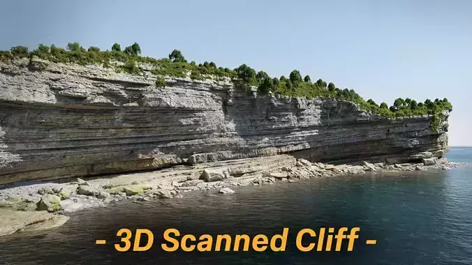 Large Coast Cliff PBR Scan Low-poly 3D model