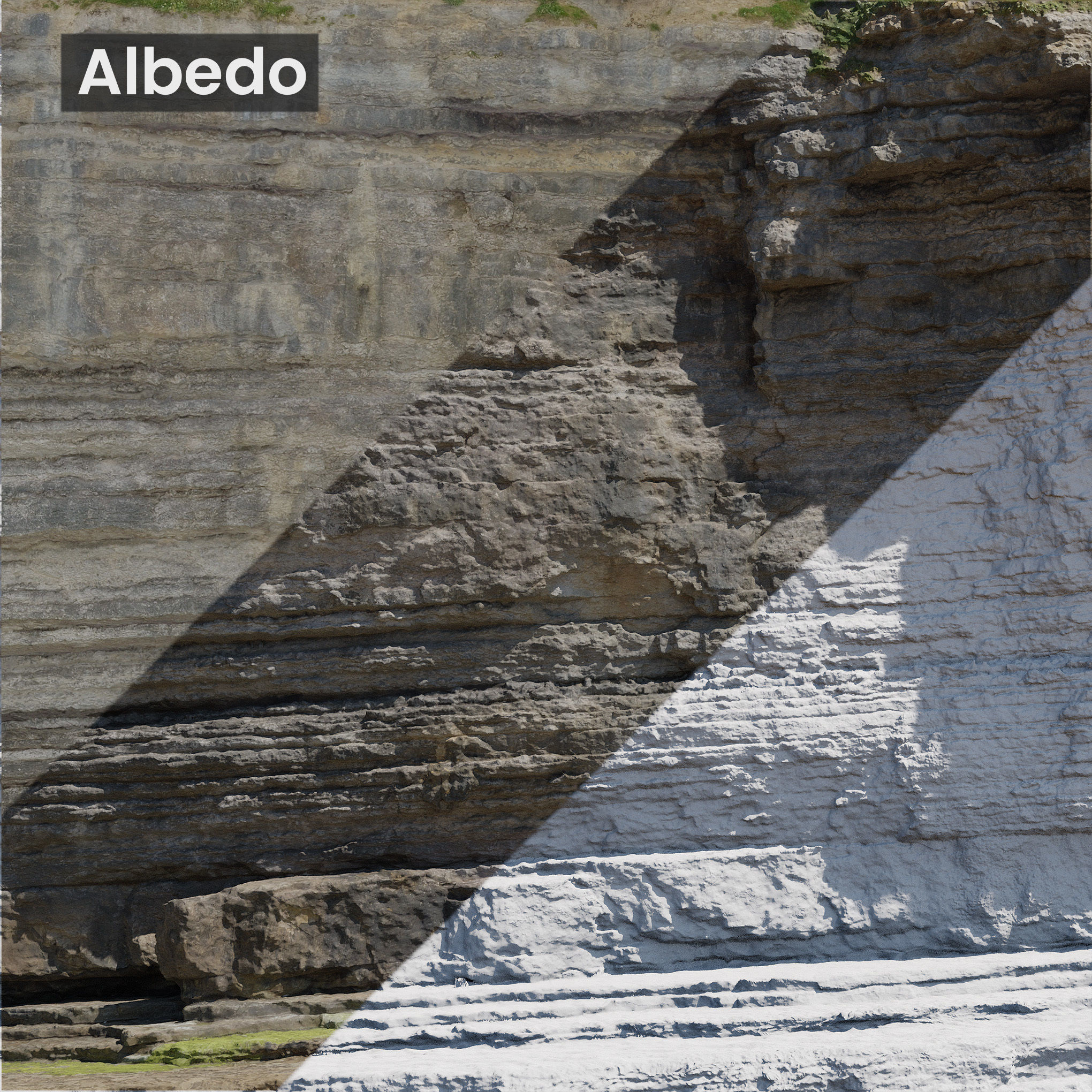 Large Coast Cliff PBR Scan Low-poly 3D model_4