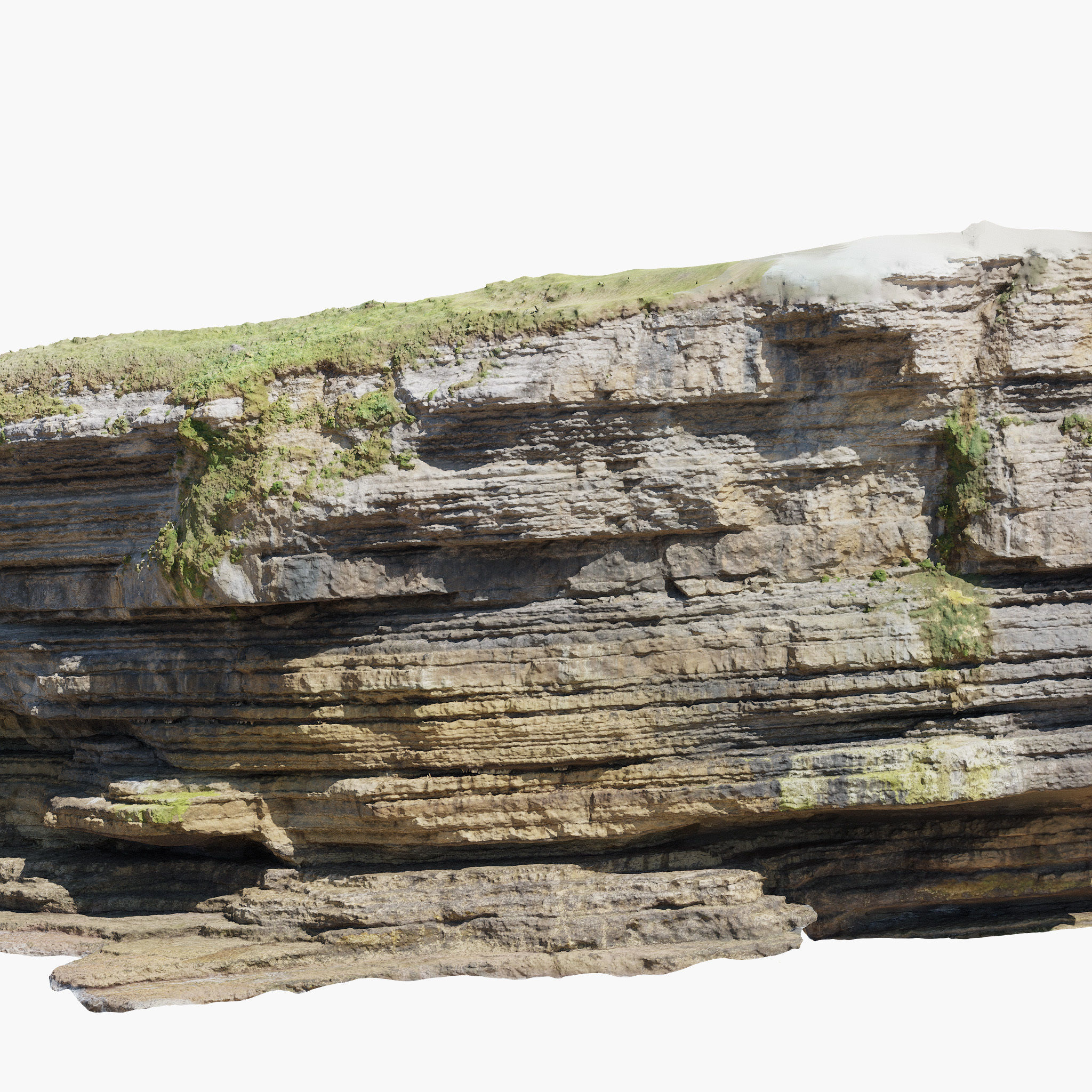 Large Coast Cliff PBR Scan Low-poly 3D model_10