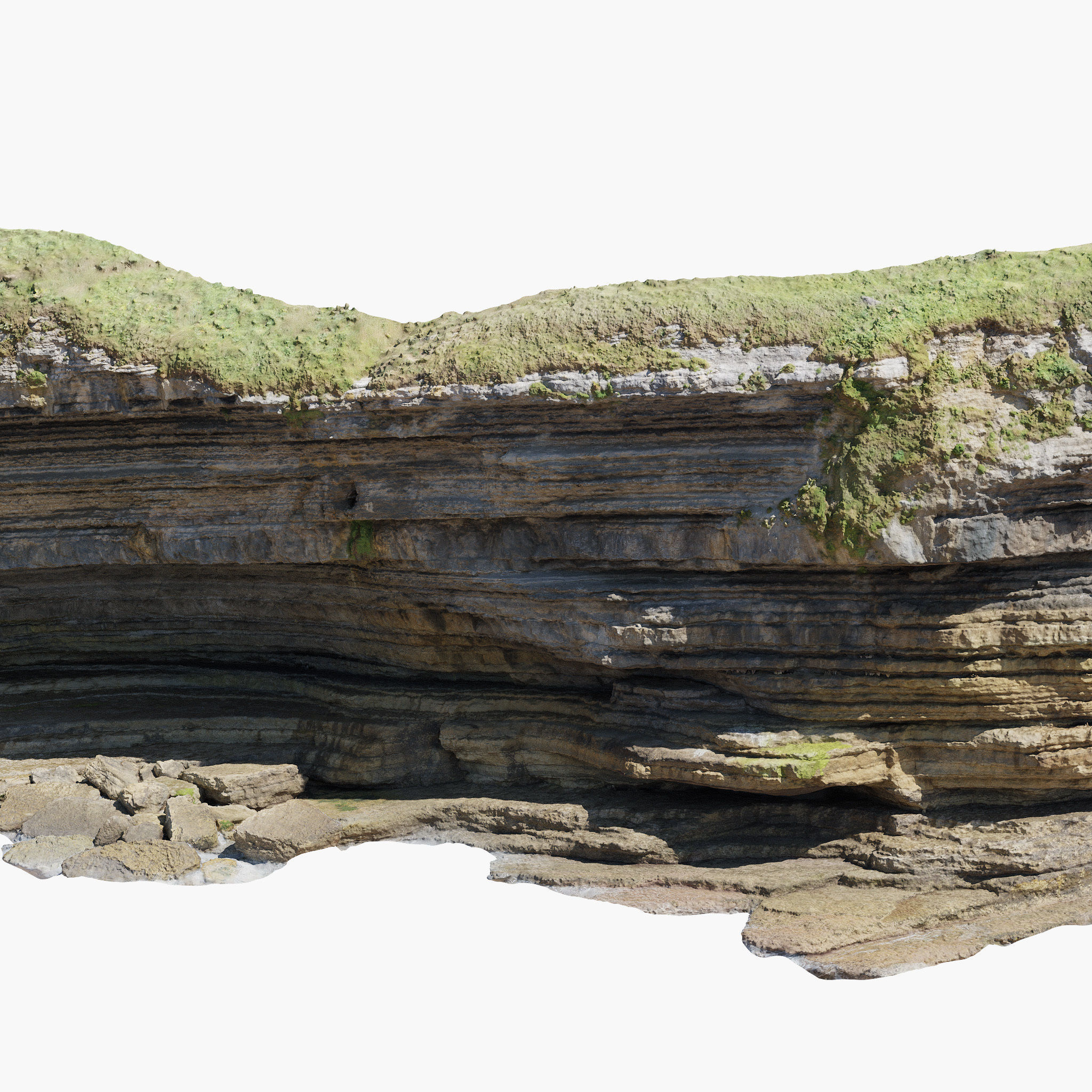 Large Coast Cliff PBR Scan Low-poly 3D model_9