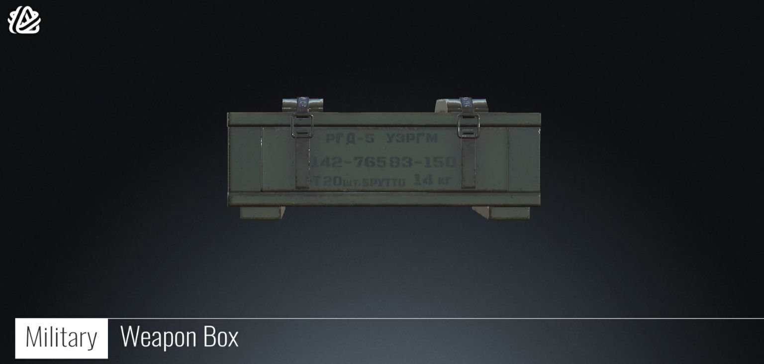 Weapon Army Box with ammunition Low-poly 3D model_4