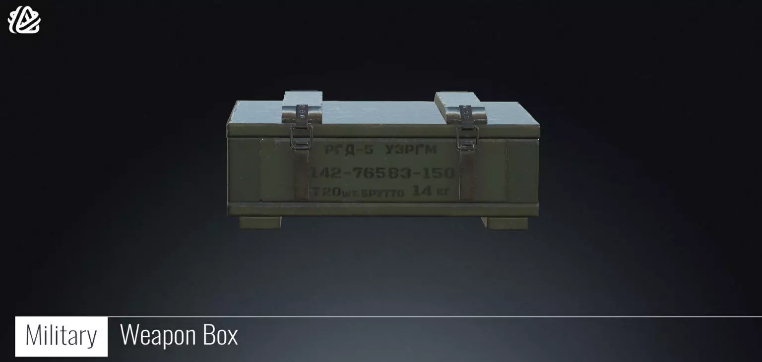 Weapon Army Box with ammunition Low-poly 3D model_0