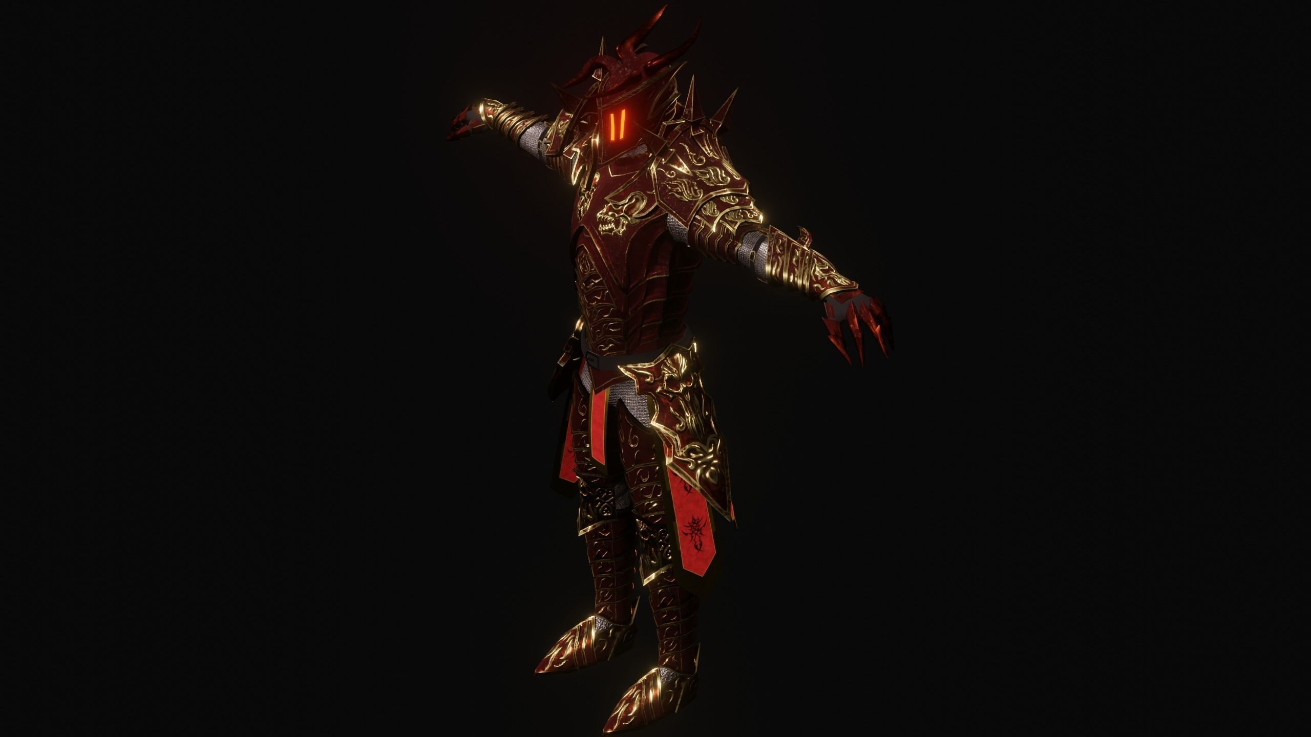Knight PBR demon Low-poly 3D model_14