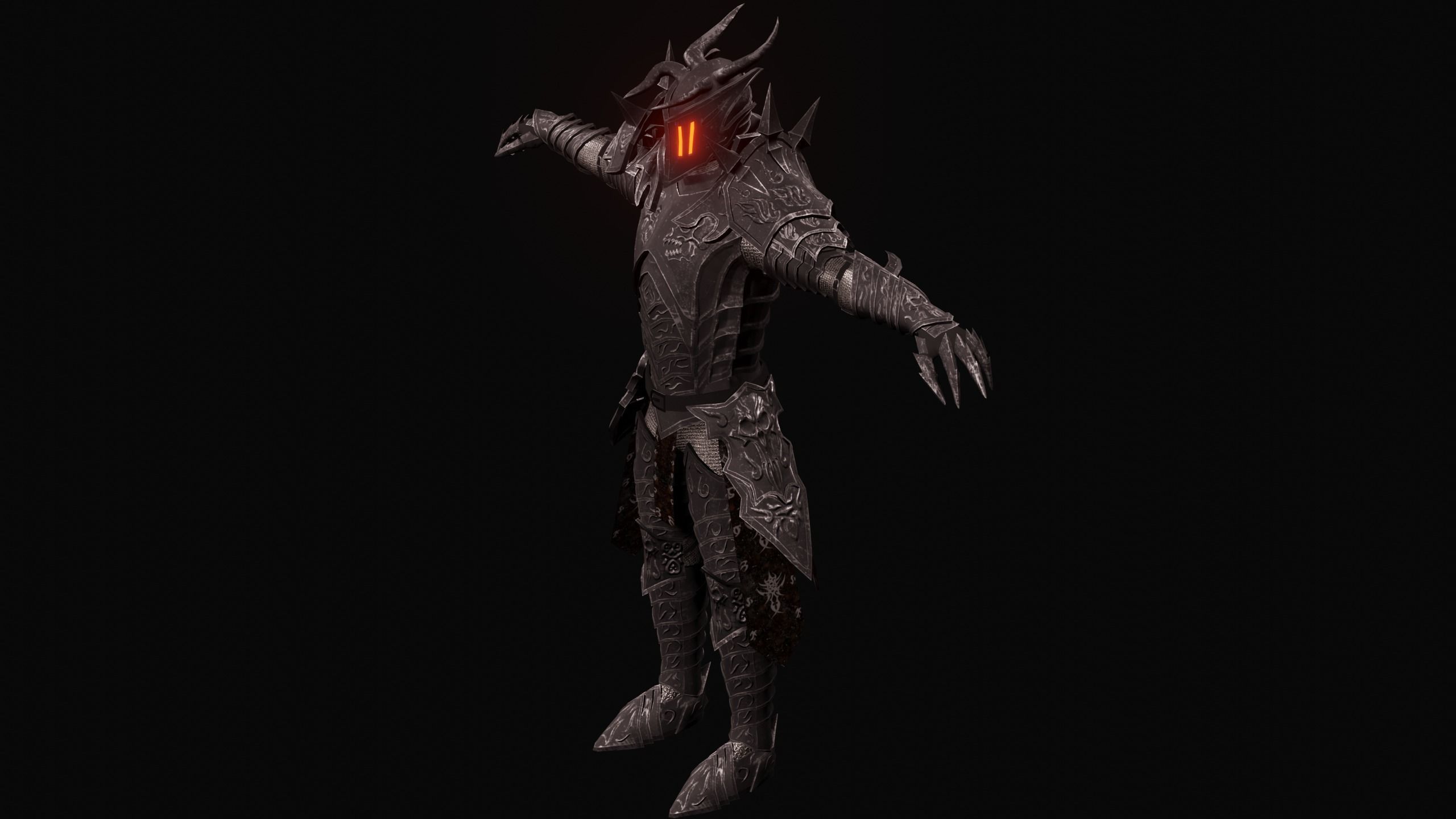 Knight PBR demon Low-poly 3D model_3