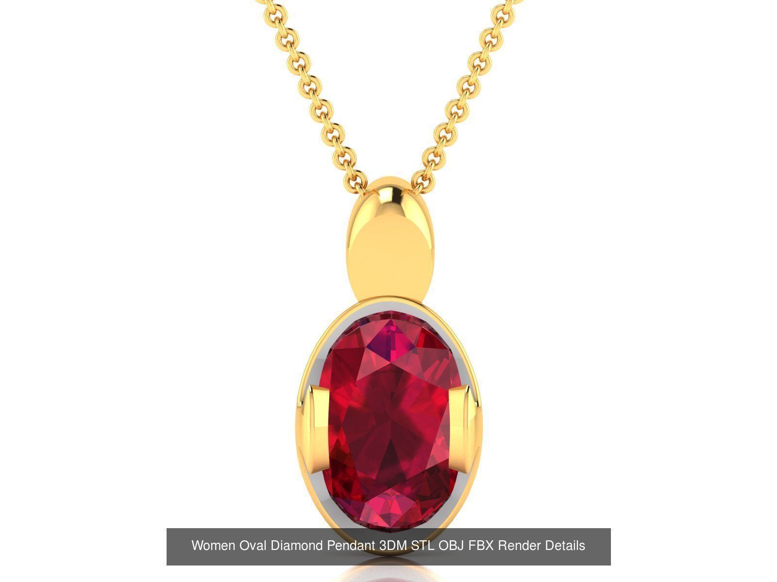 43 Solitaire Oval Diamond Pendant 3dm STL OBJ Details Collection _27